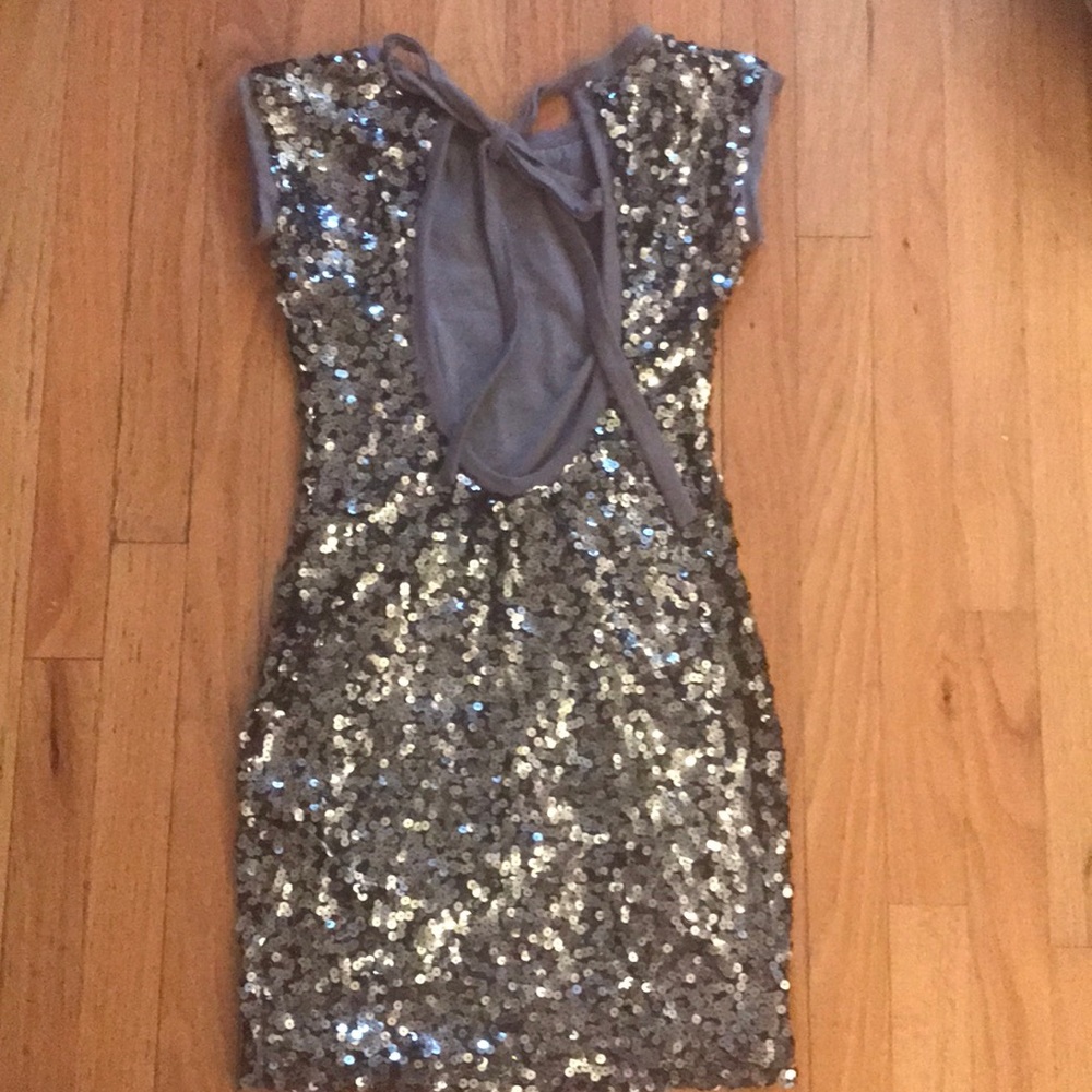 XS silver sequin mini dress